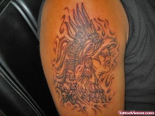 Aztec Warriors Tattoo On Muscles