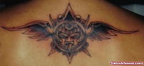 Aztec Devil Tattoo Design On Back