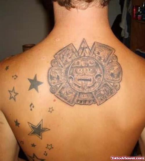 Aztec Tattoo With Stars For Back
