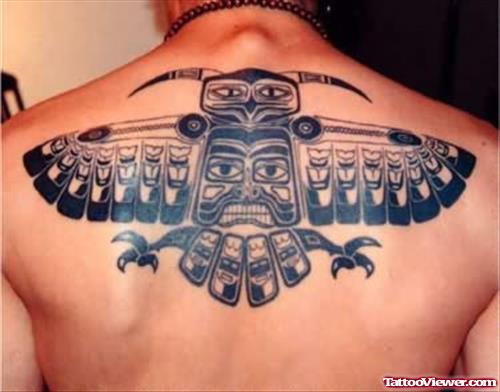 Aztec Bird Design Tattoo On Back