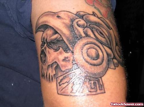 Aztec Skull Tattoo on Arm