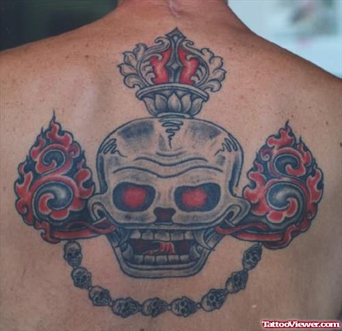 Skull Flame Tattoo On Back