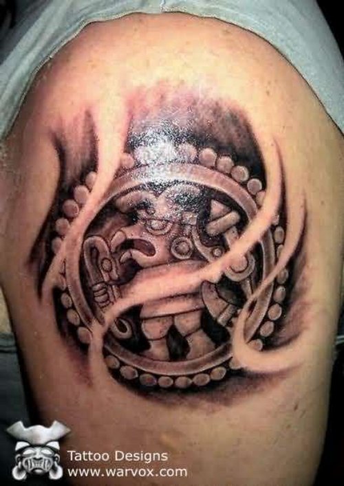 Aztec New Style Tattoo On Bicep