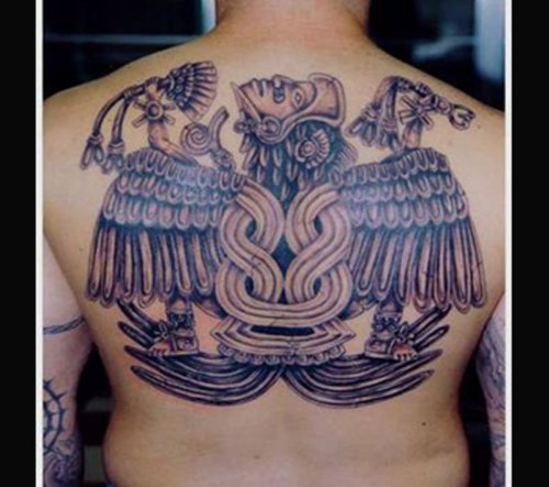 Cute Grey Ink Aztec Upperback Tattoo
