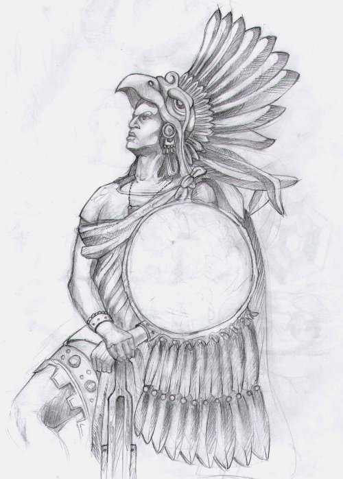 Fantastic Aztec Warrior Tattoo Design