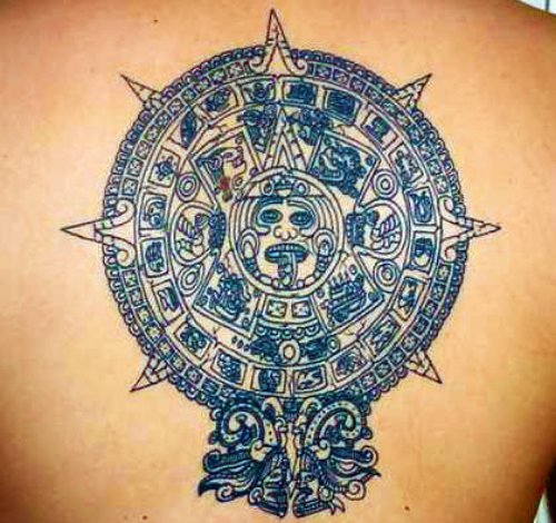 Mind Blowning Aztec Tattoo on Back