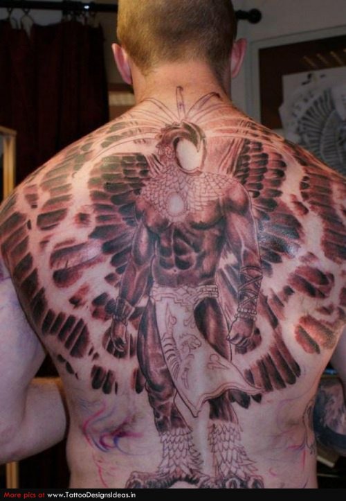 Aztec Warrior Back Body Tattoo
