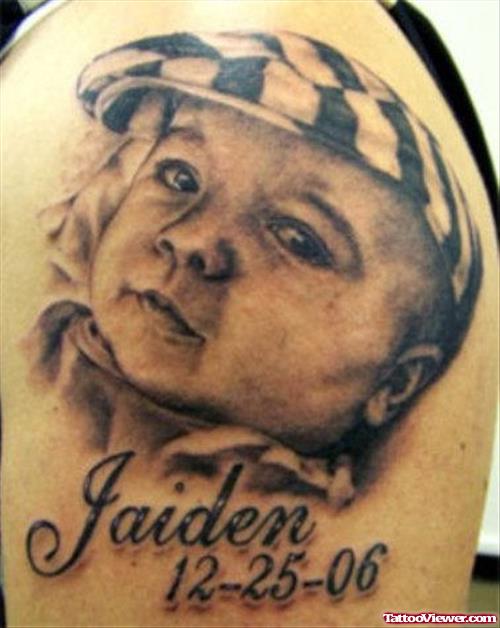 In Loving Memory Baby Portrait Tattoo