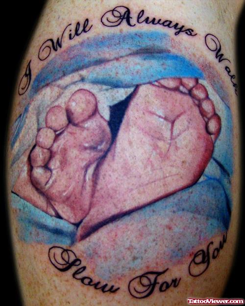 Colored Baby Footprints Tattoos