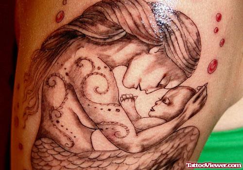 Mermaid And Baby Tattoo