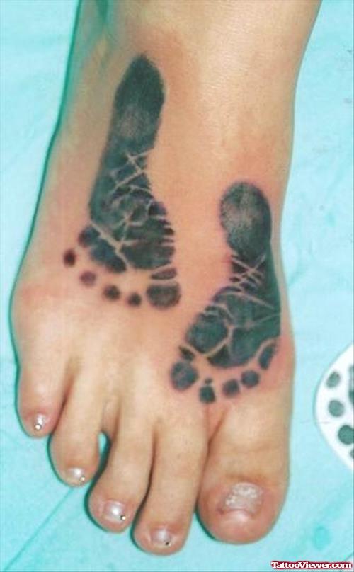 Baby Footprints Tattoos On Right Foot