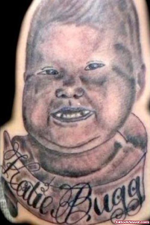 Baby Portrait and Banner Tattoo