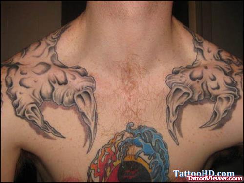 Baby Dragon Tattoo On Chest