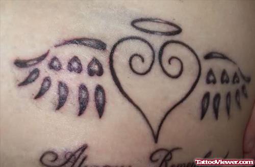 Angel Winged Baby Heart Tattoo