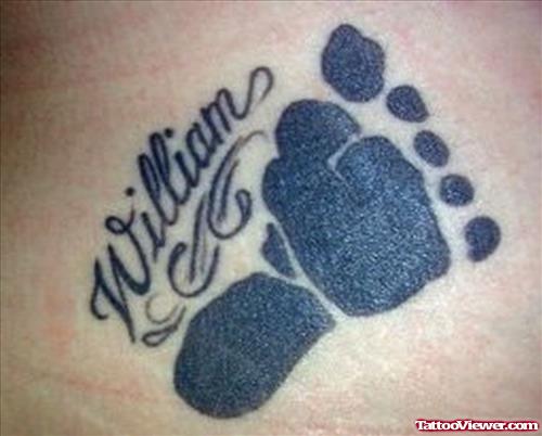 William Name And Footprint Tattoo