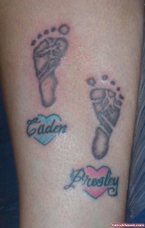 Color Baby Feet Tattoos On Arm