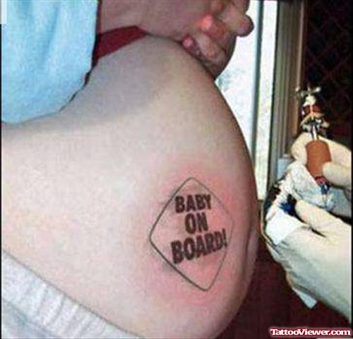 Baby On Board Tattoo On Back Shoulder