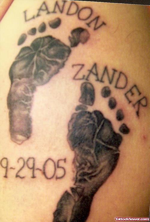 Awesome Memorial Baby Footprints Tattoos