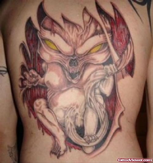 Ripped Skin Baby Demon Tattoo On Back