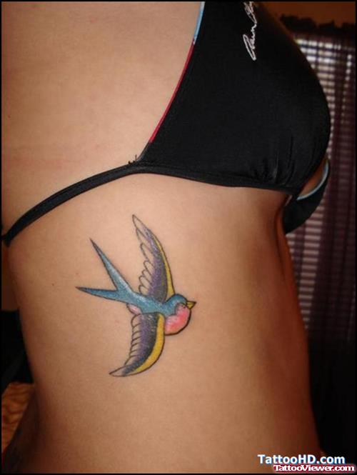 Baby Bird Tattoo On Side Rib