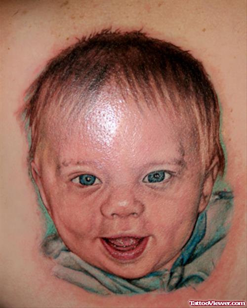 Color Ink Baby Portrait Tattoo