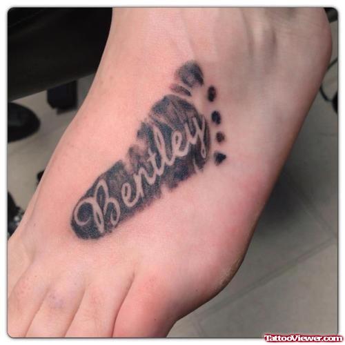Bentley Baby Footprint Tattoo On Left Foot