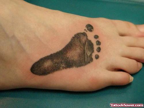 Baby Footprint Tattoo On Right Foot