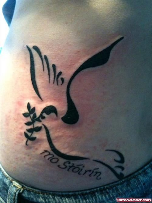 Flying Baby Bird Tattoo On side