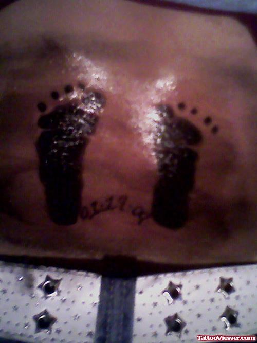 Dark Ink Baby Fotprints Tattoos