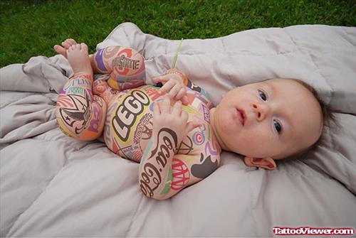Colored Baby Body Tattoo
