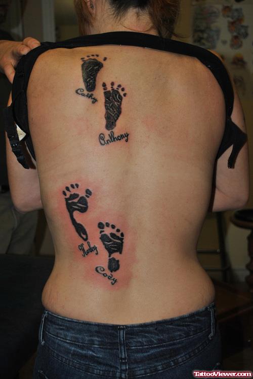 Baby Footprints Tattoos On Back Body