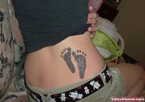 Baby Footprints Tattoo On Lowerback