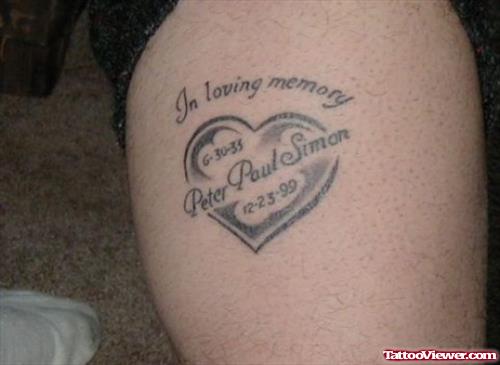 In Loving Memory Baby Names Tattoo On Leg