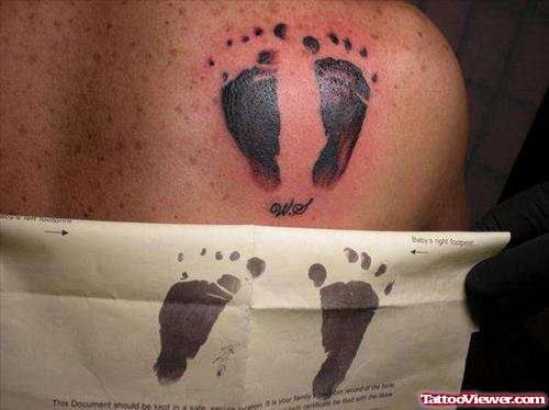 Baby Feetprints Tattoos On Back Shoulder