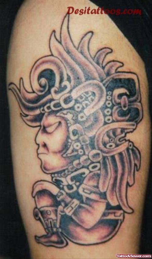 Aztec Baby Tattoo On Leg