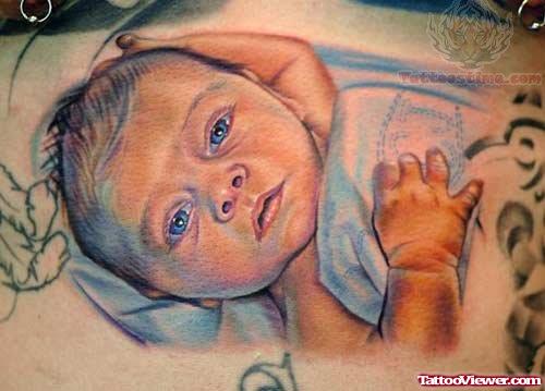 Baby Portrait  Colored Tattoo