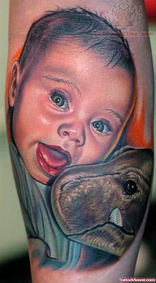 Baby With Animal Tattoo