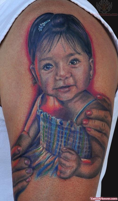 Amazing Baby Tattoo On Biceps