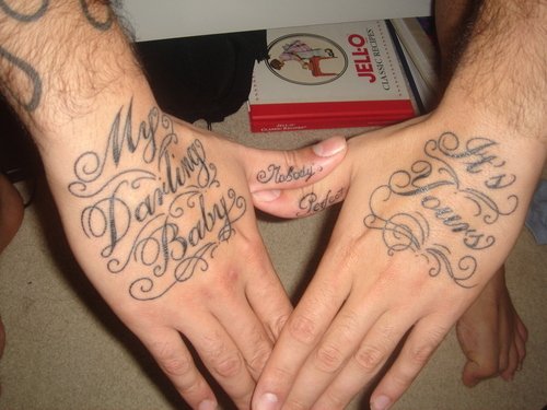 My Darling Baby Tattoo On Right Hand