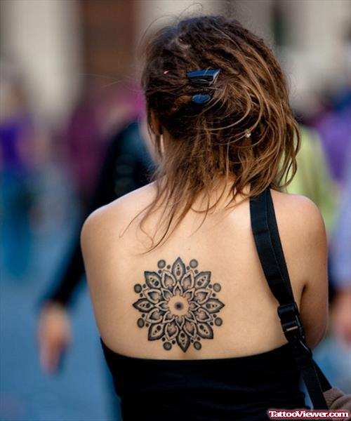 Mandala Tattoo On Girl Back