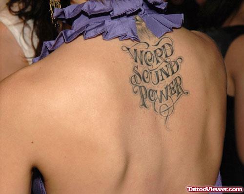 Word Sound Power Back Tattoo For Girls