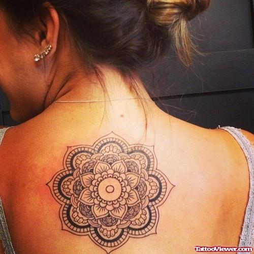 Mandala Tattoo On Girl Upperback