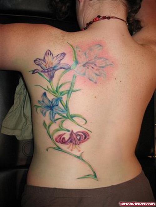 Feminine Flowers Back Tattoo