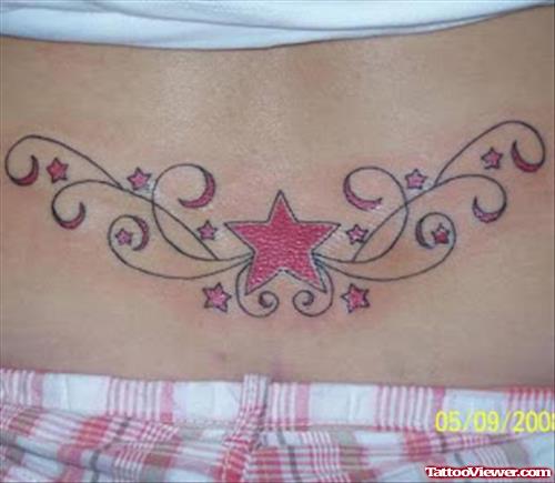 Pink Stars Lowerback Tattoo