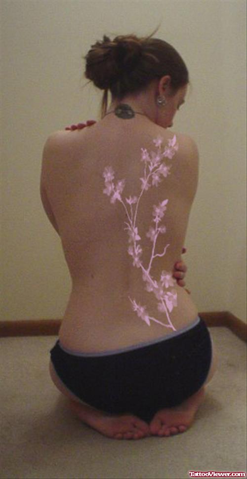 Flowers Girl Back Tattoo