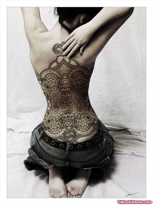Mandala Geometric Back Tattoo For Girls