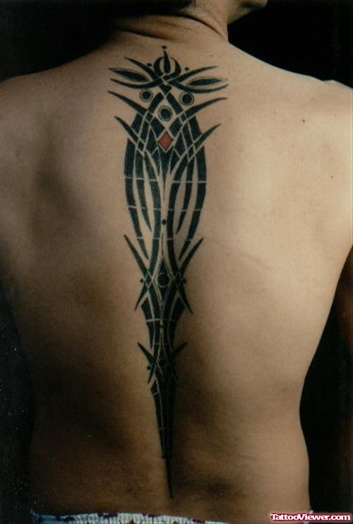Black Ink Tribal Back Tattoo