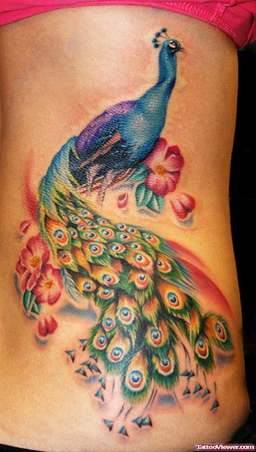 Unique Peacock Tattoo On Back
