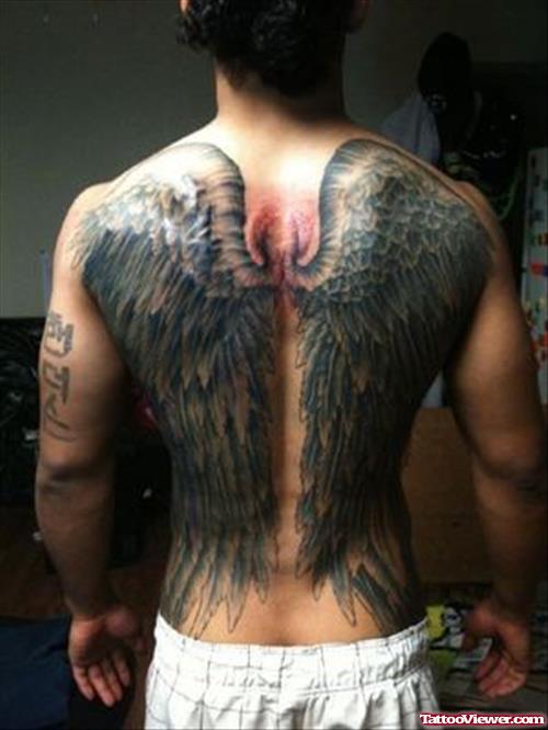 Amazing Large Wings Tattoos On Back