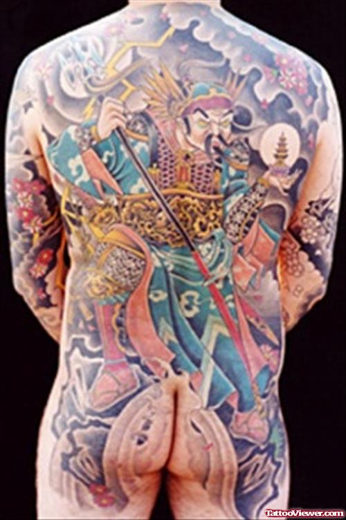 Colored Japanese Tattoo On Back
